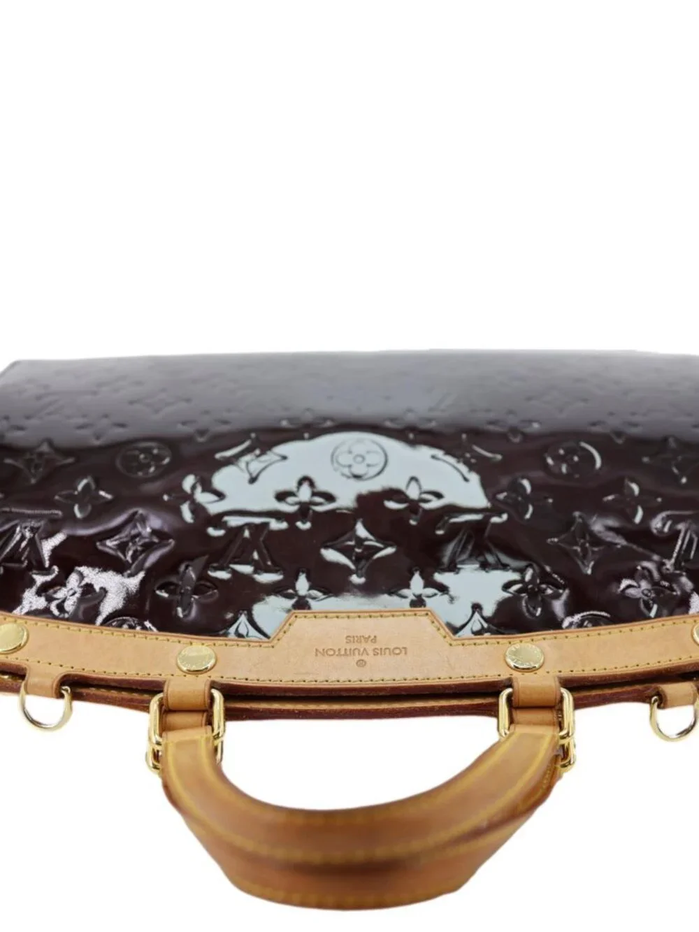 Louis Vuitton  Brea MM Monogram Vernis Satchel Bag Amarante
